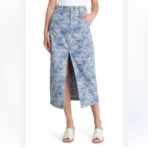 RAG & BONE Skirt Denim NWT Midi SId Jacquard Blue Size 24 XS